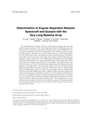 Determination of Angular Separation Between Spacecraft and Quasars with the Very Long Baseline Array