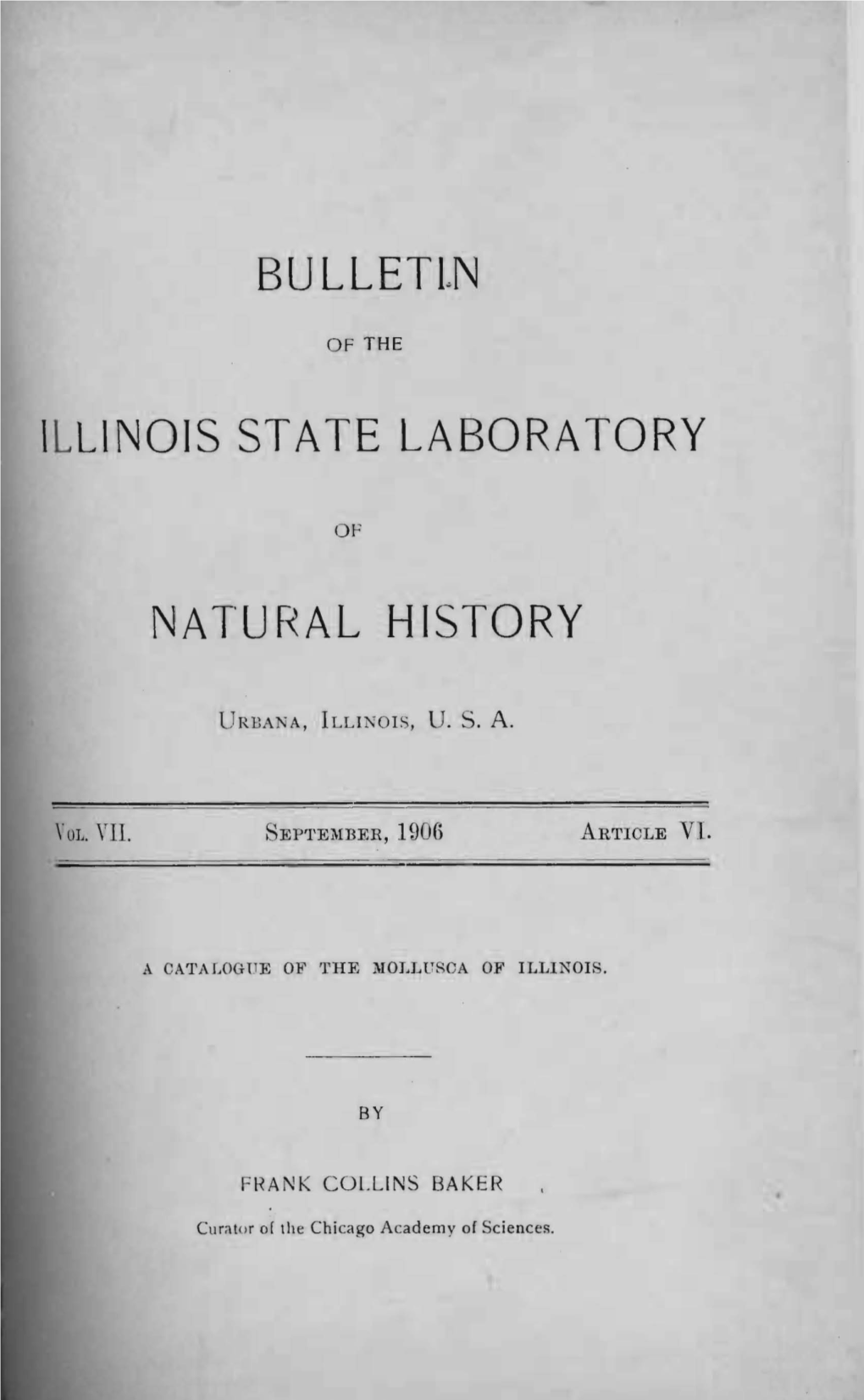 BULLETLN ILLINOIS STATE LABORATORY NAT'u R~AL HISTORY