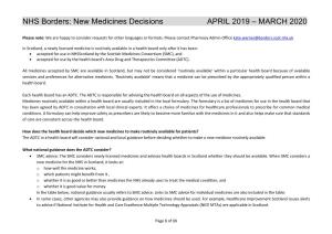 New Medicines Decisions APRIL 2019 – MARCH 2020