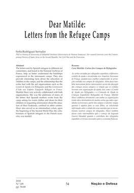 Dear Matilde: Letters from the Refugee Camps