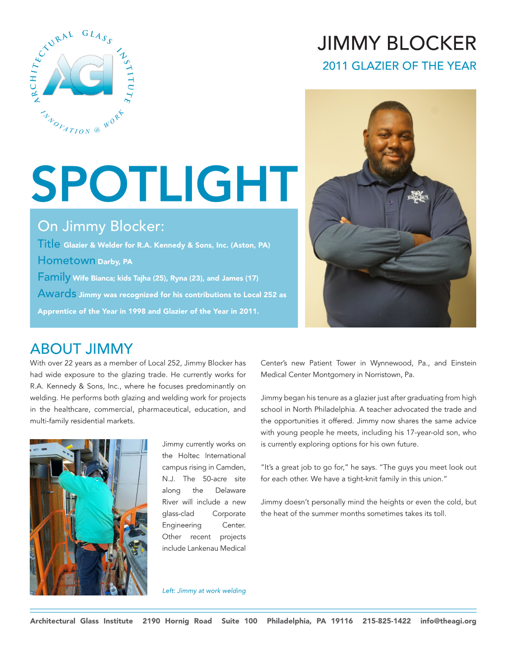 SPOTLIGHT on Jimmy Blocker: Title Glazier & Welder for R.A