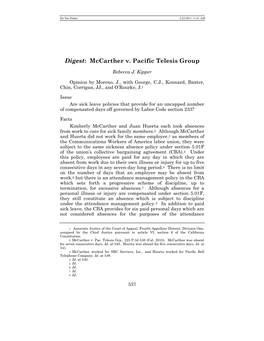 Digest: Mccarther V. Pacific Telesis Group