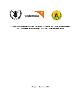Coverage Survey Report of World Vision Nutrition Programs in Lughaya and Gabiley Districts in Somaliland