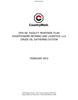Opa-90 Facility Response Plan Countrymark Refining and Logistics, Llc Crude Oil Gathering System