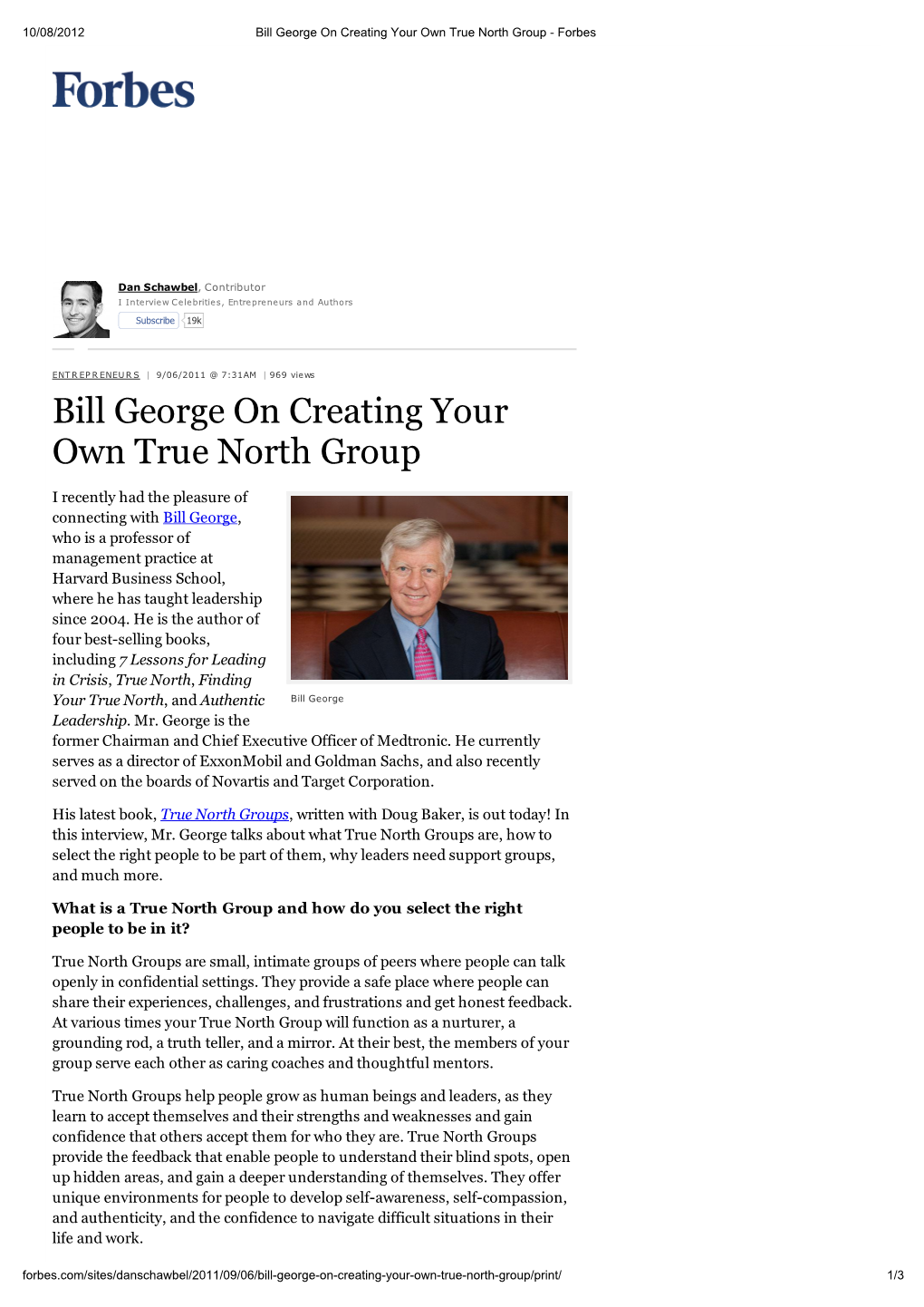 Bill George on Creating Your Own True North Group - Forbes