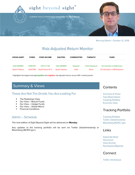Risk-Adjusted Return Monitor Summary & Views