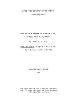 Or Stratigraphic Nomenclature CONTENTS Page