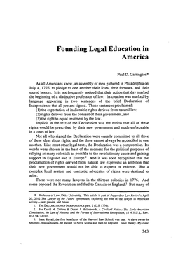 Founding Legal Education in America