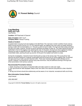 Log Hauling | BC Forest Safety Council Page 1 of 1