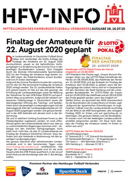 Finaltag Der Amateure Für 22. August 2020 Geplant