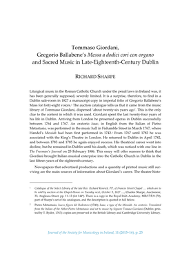 Tommaso Giordani, Gregorio Ballabene's Messa a Dodici Cori Con