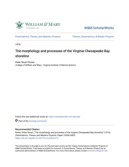 The Morphology and Processes of the Virginia Chesapeake Bay Shoreline