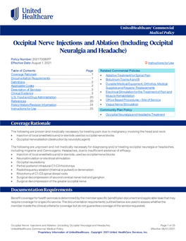 (Including Occipital Neuralgia and Headache) – Commercial Medical Policy