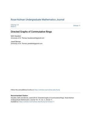 Directed Graphs of Commutative Rings