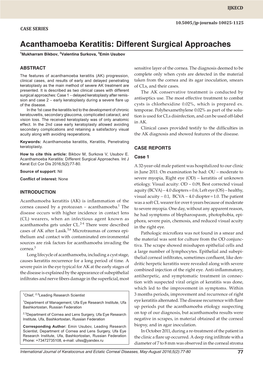 Acanthamoeba Keratitis:10.5005/Jp-Journals-10025-1125 Different Surgical Approaches Case Series
