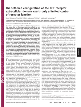 The Tethered Configuration of the EGF Receptor Extracellular Domain Exerts Only a Limited Control of Receptor Function