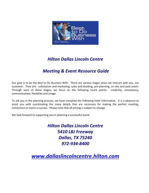 Hilton Dallas Lincoln Centre Meeting & Event Resource Guide