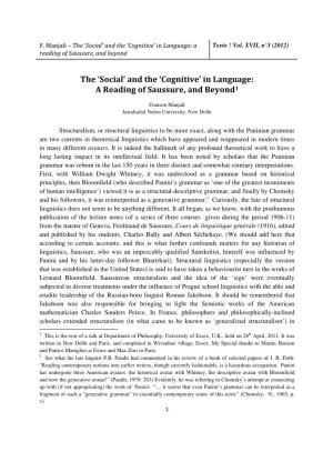 'Social' and the 'Cognitive' in Language: A