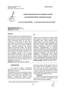 Current Approaches for Tooth Agenesis: a Review