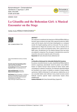 La Gitanilla and the Bohemian Girl: a Musical Encounter on the Stage