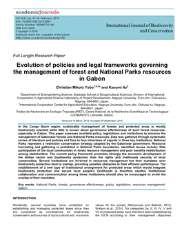 Evolution of Policies and Legal Frameworks Governing the Management of Forest and National Parks Resources in Gabon