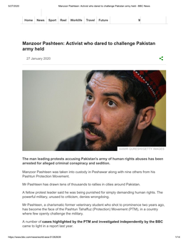 Manzoor Pashteen: Activist Who Dared to Challenge Pakistan Army Held - BBC News