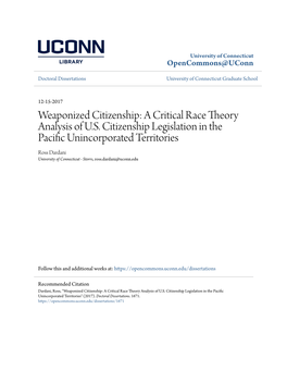 A Critical Race Theory Analysis of US Citizenship Legislation in The