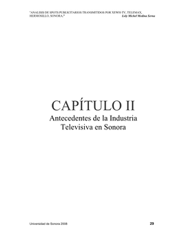 CAPÍTULO II Antecedentes De La Industria Televisiva En Sonora