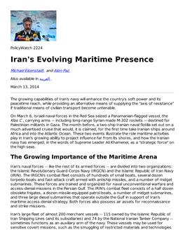 Iran's Evolving Maritime Presence