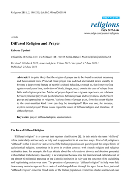 Diffused Religion and Prayer