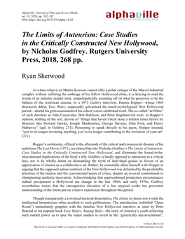 The Limits of Auteurism: Case Studies in the Critically Constructed New Hollywood, by Nicholas Godfrey