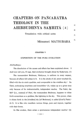 Chapters on Pancaratra Theology in the Ahirbijdhnya Samhita [3]