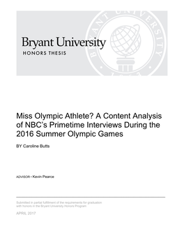 A Content Analysis of Nbcâ•Žs Primetime Interviews During the 2016 Summer Olympic Games