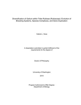 Diversification of Galium Within Tribe Rubieae (Rubiaceae): Evolution of Breeding Systems, Species Complexes, and Gene Duplication