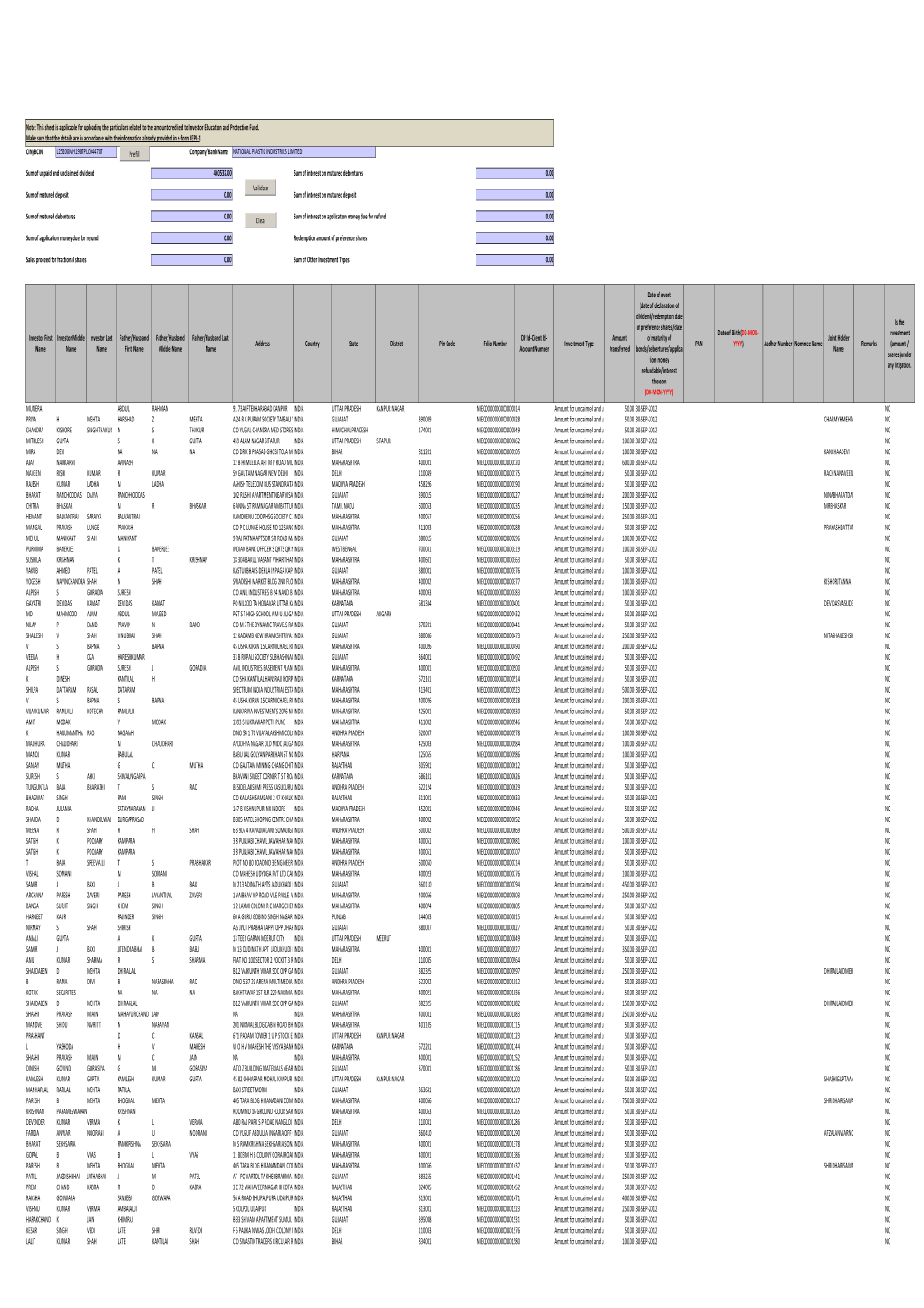 NATIONAL PLASTIC IEPF-1 Form-2012 (FINAL)