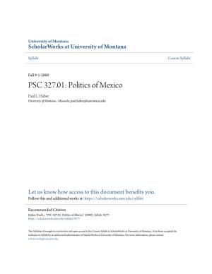 PSC 327.01: Politics of Mexico Paul L