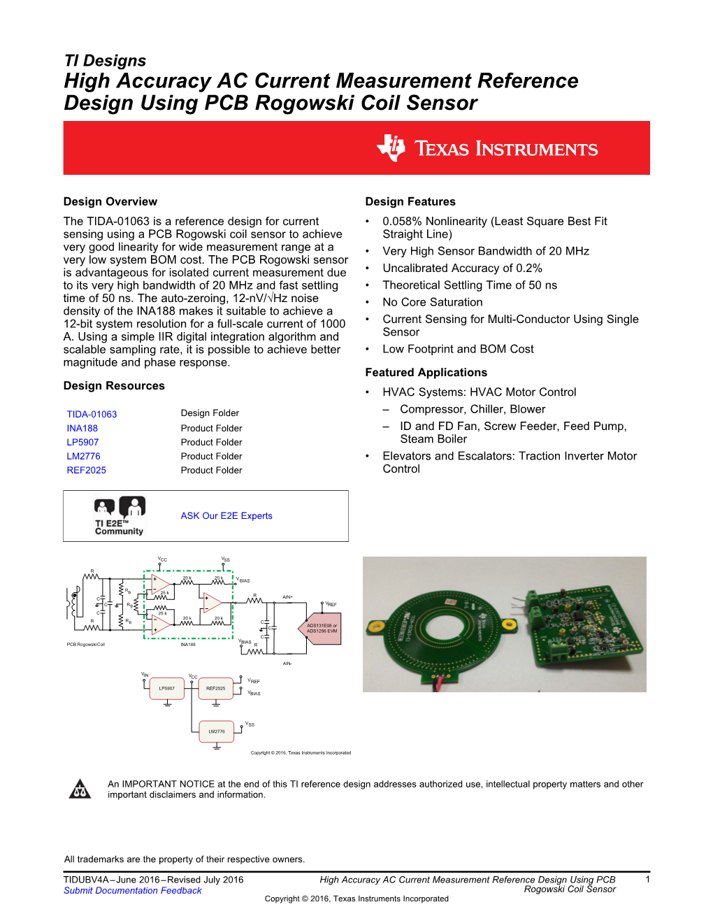 TI Designs High Accuracy AC Current Measurement Reference Design Using ...