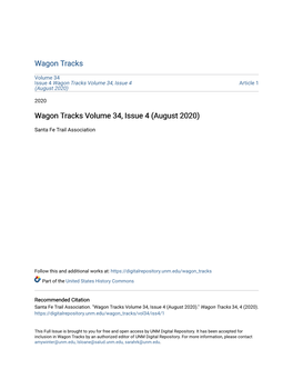 Wagon Tracks Volume 34, Issue 4 Article 1 (August 2020)