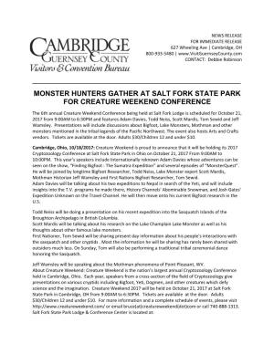 Monster Hunters Gather at Salt Fork State Park for Creature Weekend Conference