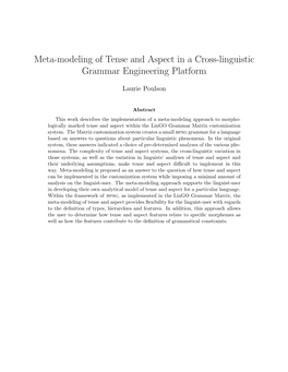 Meta-Modeling of Tense and Aspect in a Cross-Linguistic Grammar Engineering Platform