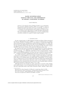 Rapid Multiplication Modulo the Sum and Difference of Highly Composite Numbers