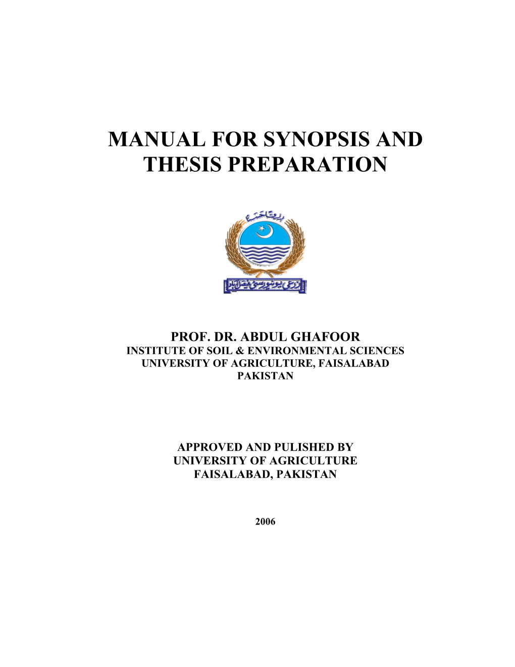 Manual for Synopsis and Thesis Preparation