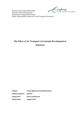 The Effect of Air Transport to Economic Development in Indonesia