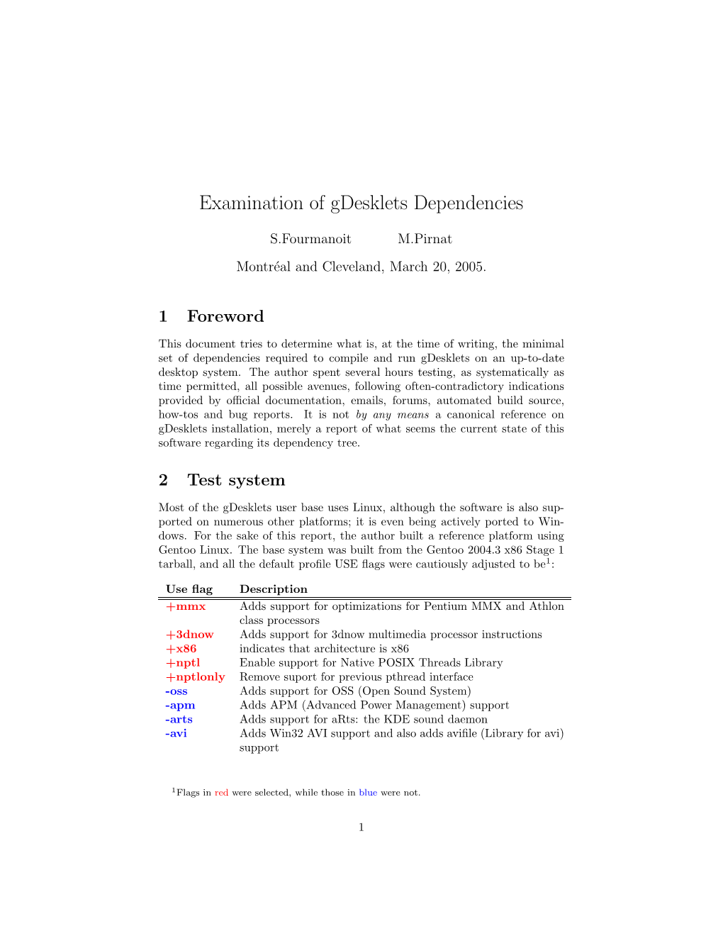 Examination of Gdesklets Dependencies