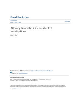Attorney General's Guidelines for Fbi Investigations