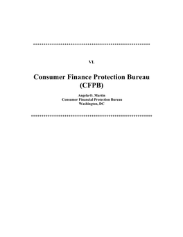 Consumer Finance Protection Bureau (CFPB)