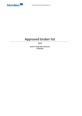 Approved Broker List 2016