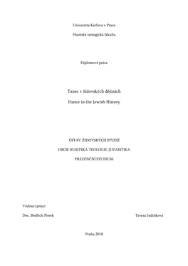 Tanec V Židovských Dějinách Dance in the Jewish History