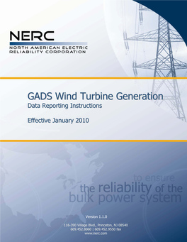 GADS Wind Turbine Generation Data Reporting Instructions