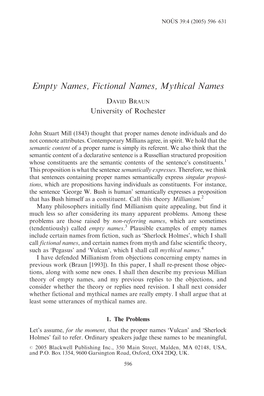 Empty Names, Fictional Names, Mythical Names